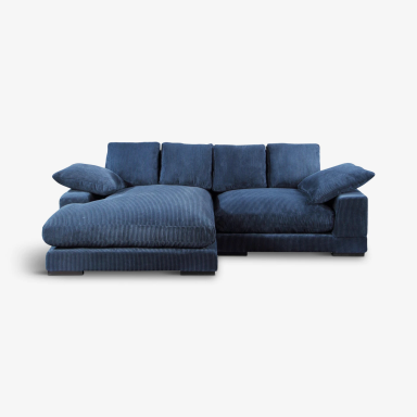 Plunge Sectional in Blue Corduroy