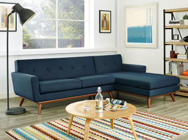 "Astrid" Mid-Century Inspired Azure Sectional