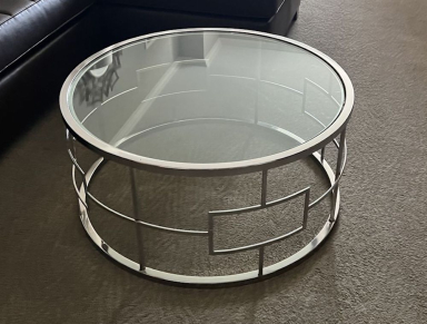 Chrome and Tempered Glass Coffee Table