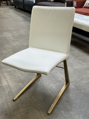 Mariposa Chair - White Top-Grain Leather - Gold Base