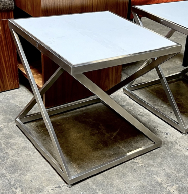 Hyatt Regency - White Top Stainless Steel End Table