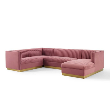 Mid-Century Inspired Pink Sectional (Special Order)