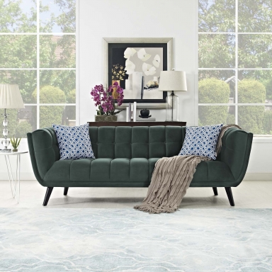 Brand New "Betsy" Green Velvet Sofa