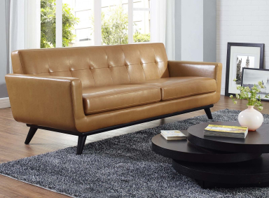 "Astrid" Bonded Leather Sofa - Tan