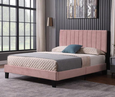 Brand New "Haven" Pink Velvet Bed - Full