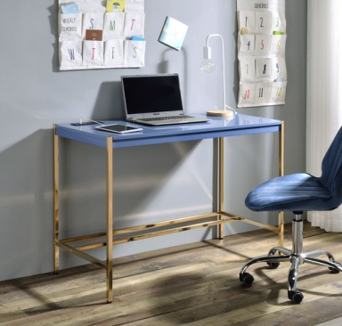 Brand New "Gigi" Blue & Gold Writing Desk