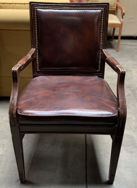 Square Back Leather Club Chair w/ Nailheads