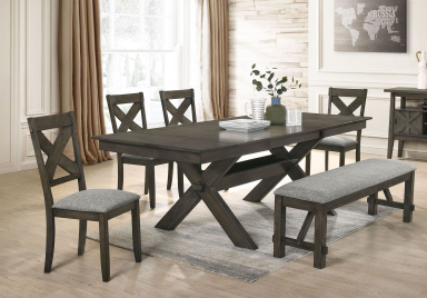 Gullivar 6-pc Dining Set w/ Double Extensions and Bench